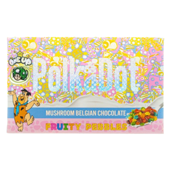 One Up Polkadot Fruity Pebbles psilocybin-infused edible with a fruity and sweet cereal flavor